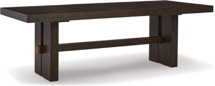 Signature Design by Ashley Burkhaus Traditional Rectangle Extension Dining Room Table, Dark Brown