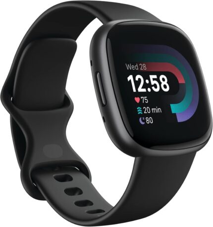 Fitbit Versa 4 Fitness Smartwatch with Daily Readiness, GPS, 24/7 Heart Rate, 40+ Exercise Modes, Sleep Tracking and more, Black/Graphite, One Size (S & L Bands Included)