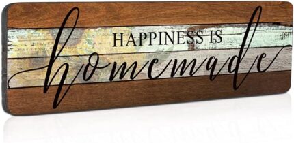 Farmhouse Wood Sign Wall Decor Love Sign Home Decor Wall Art-Happiness is Homemade-Kitchen Signs Wall Decor Size 16″x5″