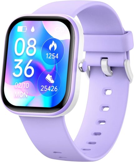 Smart Kids Watch with Fitness Tracker,19 Sport Mode,1.5″ DIY Dial,IP68 Waterproof,Sleep Monitor,Pedometers,Heart Rate,Great Birthday Gift for Boys Girls Teens 6-14 Year Olds (Purple)