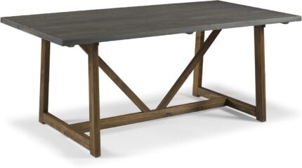 Walker Edison Modern Farmhouse Small Kitchen Furniture Dining Room Table Wood, 72 Inch, Grey and Brown