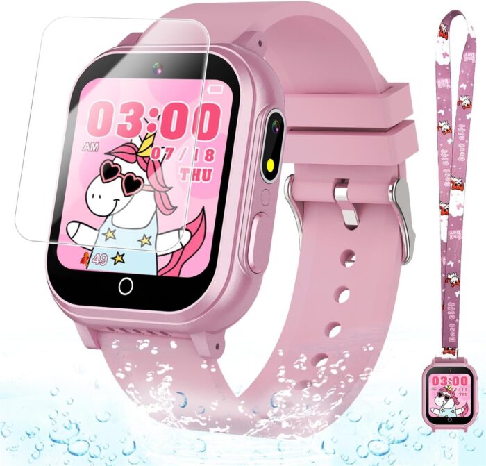 Waterproof Smart Watch for Kids Gift for Girls Age 5-12 with 32 Games, Dual Camera, Habit Tracking, Music Player, Video, Alarm Clock, HD Touchscreen Kids Smart Watch Birthday Toys for 3-12 Year Old