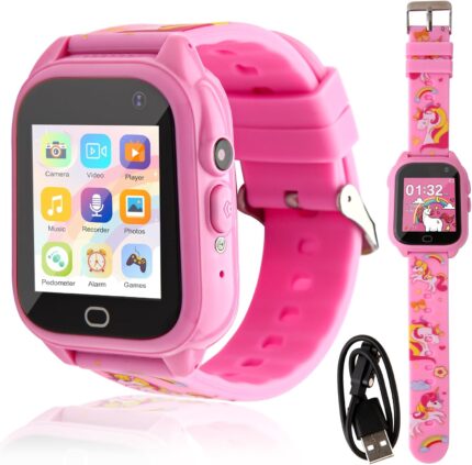 Kids Smart Watch, with 26 Puzzle Games HD Touch Screen Camera Music Player Pedometer Alarm Clock Calculator 12/24hr