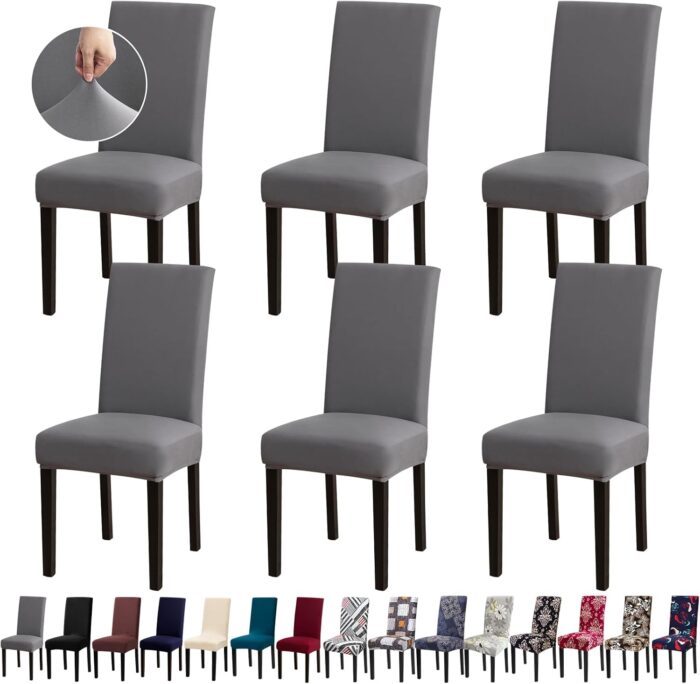 Chair Covers, Dining Room Chair Covers, Stretch Kitchen Chair Covers/Dining Room Chair Covers Set of 6, Removable Washable Dining Chair Slipcovers for Home, Hotel, Banquet