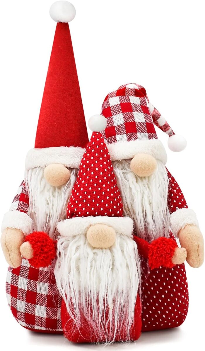 YuQi Family Gnomes Decorations for Home, Unique Mother’s Day Birthday Gifts Presents Ideas Gnome for Mom Mother Wife Grandma, 3PCS Happy Family Gnomes Plush Faceless Tomte for Tier Tray Decor