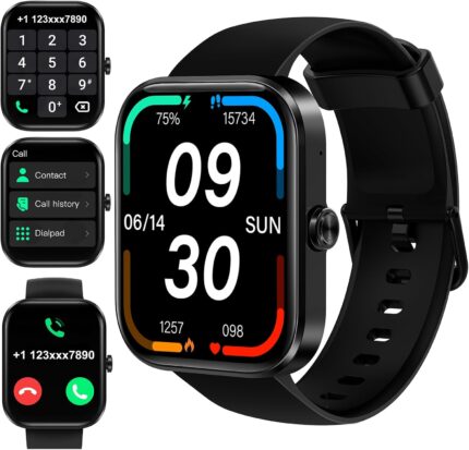 Smart Watch for Men Women(Answer/Make Call)-1.91″ HD Fitness Smart Watch with Sleep/Heart Rate/spO2 Monitor, 113+ Sport Modes, IP68 Waterproof Smart Watch for Android iOS,Black