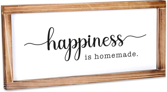 Happiness Is Homemade Sign For Kitchen 8×17 Inch, Inspirational Farmhouse Kitchen Decor, Rustic Kitchen Signs Wall Decor, Homemade Sign For Kitchen, Farmhouse Kitchen Wall Decor Wood Framed