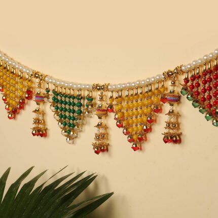 TIED RIBBONS 36 Inch Multicolor Pearls Artificial Beads Handmade Toran for Home Decor | Indian Traditional Toran Wall Hanging Bandhanwar for Home, Pooja, Housewarming, Diwali Decorations for Home