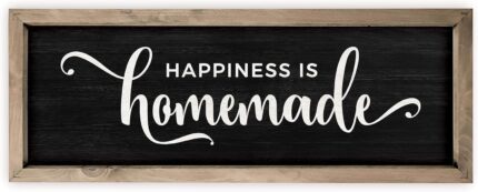 Happiness Is Homemade Framed Black Wood Rustic Style Wall Décor Sign 6×18