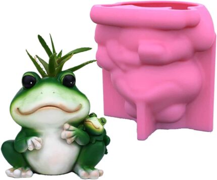 Grainrain Frog Silicone Mold for Concrete Flower Pots Creative Jewelry Pen Holder Container Mold for Resin Casting Plaster Clay Homemade Succulent Plant Pot Craft Home Decor (C172)