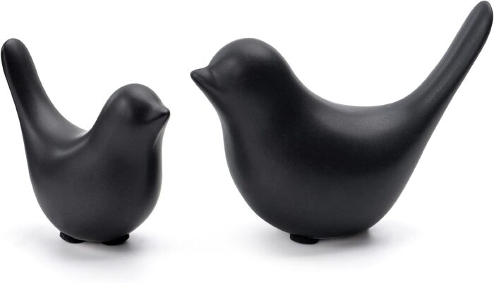 Notakia Small Animal Statues Home Decor Modern Style Birds Decorative Ornaments for Living Room, Bedroom, Office Desktop, Cabinets (Black 2Pcs)