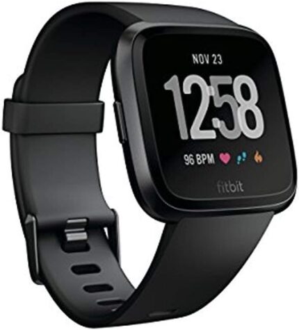 Fitbit Versa Smart Watch, Black/Black Aluminium, One Size (S & L Bands Included)