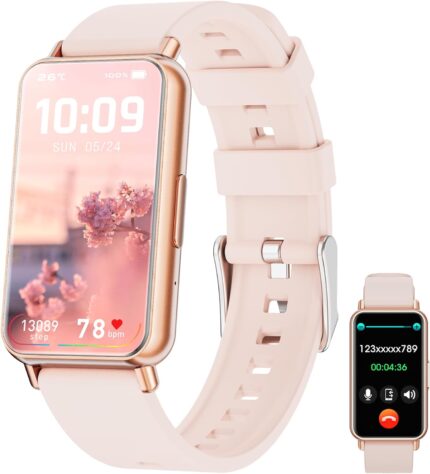 Smart Watches for Women (Answer/Make Calls), Fitness Tracker with Heart Rate & Blood Oxygen Monitoring, IP68 Waterproof Smart Watch for Android iOS Phones (Pinks)