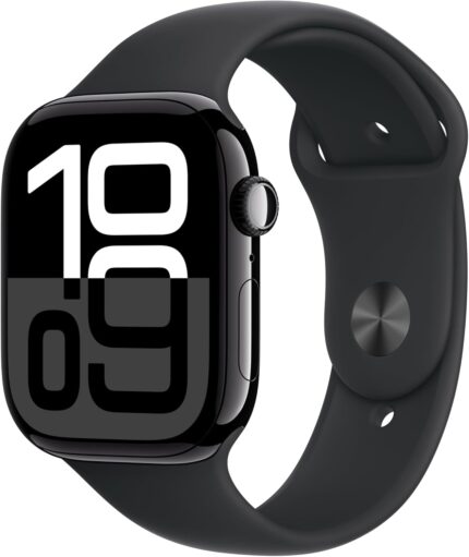 Apple Watch Series 10 [GPS + Cellular 46mm case] Smartwatch with Jet Black Aluminium Case with Black Sport Band – M/L. Fitness Tracker, ECG App, Always-On Retina Display, Water Resistant