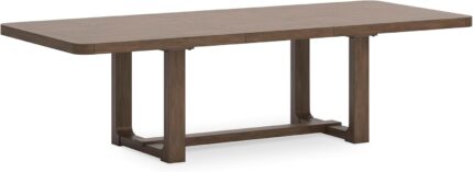 Signature Design by Ashley Cabalynn Farmhouse Dining Extension Table with 1 Removable Center Leaf, Light Brown