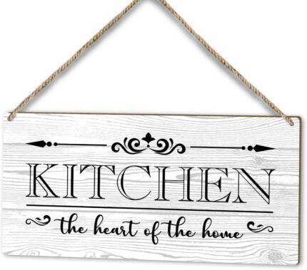 Kitchen The Heart of the Home Kitchen Sign, Wood Door Hanging Plaque Decor, Home Farmhouse Rustic Dining Room Shelf Decor Wooden Sign, Wall Art Kitchen Decor Idea Gift-53