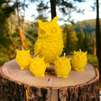 Beeswax Candles | Owl Nursery Decor | Homemade Candle | Owl Candle | Decorative Candles | Natural Candles | Unique Candle Handmade Candles | Wild Harvest Candle Company (1 Large Owl + 4 Mini Owls)