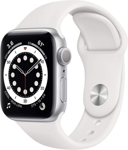 Apple Watch Series 6 (GPS, 40mm) – Silver Aluminum Case with White Sport Band (Renewed)