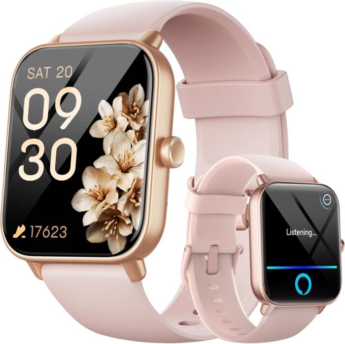 aeac Smart Watches for Women Android & iPhone, IP68 Waterproof Smart Watch with Bluetooth Call (Answer/Make), 1.8″ HD Fitness Watch with 110 Sport Mode/Heart Rate/SpO2/Sleep Monitor/Calories, Alexa