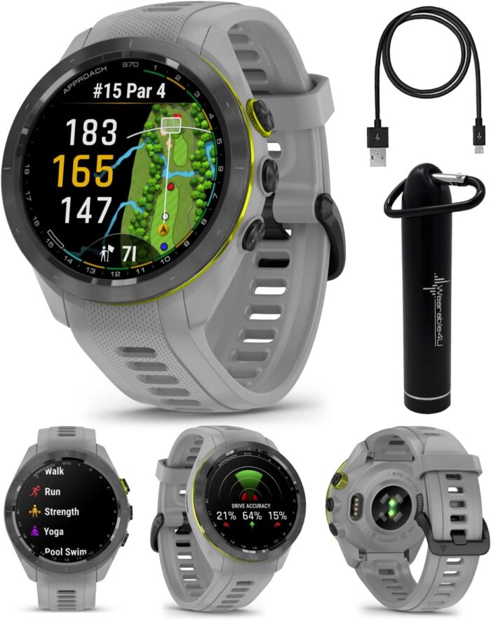 Wearable4U – Garmin Approach S70: Ceramic 42 mm Golf Smartwatch|1.2″ AMOLED Display Up to 10 Days Battery Life, Multisport High-Performance Multi-Band GPS Premium Watch w/ 43K+ Golf maps,