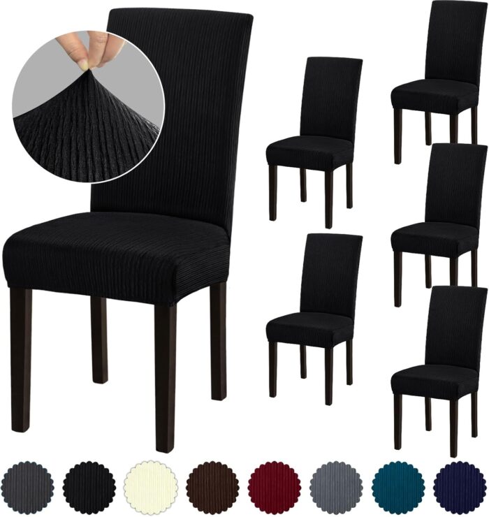 Chair Covers, Stretch Dining Room Chair Covers Set of 6, Removable Washable Chair Covers for Dining Chairs, Dining Chair Slipcovers for Dining Room, Hotel, Ceremony