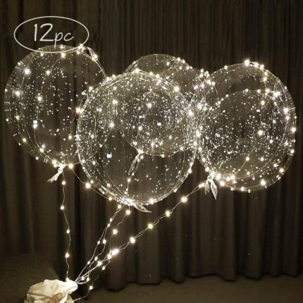 Lightsfever LED Light up Party Balloons with Batteries, 22 inch warm white Big Size Clear Bobo Balloons for Helium or Air, thanks giving party balloons(12 pack warm white)